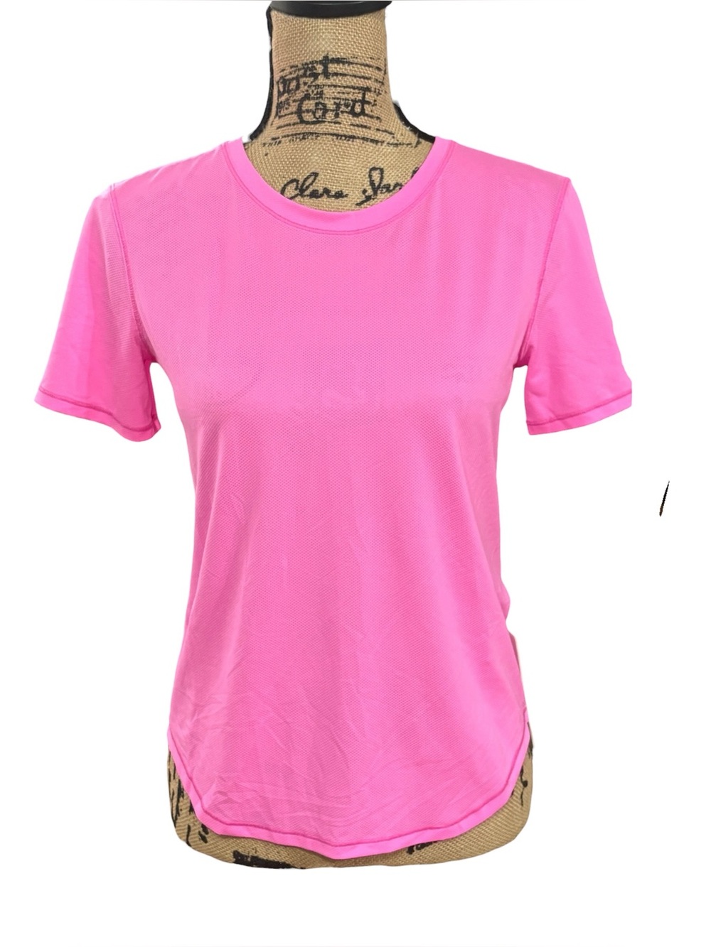 Lululemon High Neck Run and Train Tee Shirt T-Shit Pow Pink Light Size 4 Neon